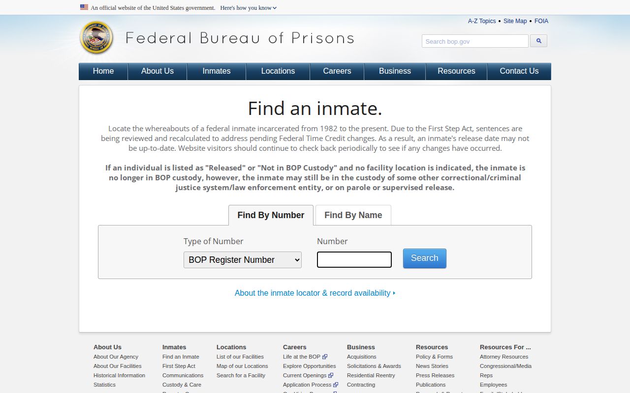 Federal Bureau of Prisons Hardy County federal release locator